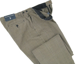 NEW Vintage $185 Polo Ralph Lauren Pants!  36 x 33  Weathered Cotton Brown Plaid - £59.93 GBP