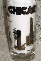 Chicago IL -Souvenir Glass Tumbler -Landmarks-Black &amp; Gold - £7.99 GBP