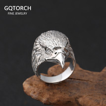 S925 Sterling Silver Ornament Ring for Men Thai Silver Cool Punk Eagle Index Fin - £60.11 GBP