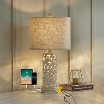 3-Way Dimmable 22&#39;&#39; Usb A+C Touch Control Table Lamp With Nightlight For Living  - £69.85 GBP
