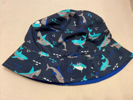 Wonder Nation Boys Sun Hat Reversible Bucket One Size Blue Shark Print UPF 50+ - £9.57 GBP