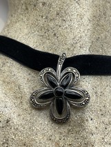 Vintage Black Onyx Choker Deco Necklace 925 Sterling Silver Marcasite - £73.98 GBP