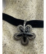 Vintage Black Onyx Choker Deco Necklace 925 Sterling Silver Marcasite - £74.94 GBP