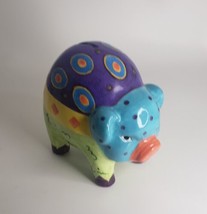 Milson &amp; Louis Ceramic Handpainted Coin Piggy Bank Colorful Design Purpl... - £12.54 GBP