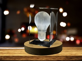 LED Base included | Lightbulb 3D Engraved Crystal Novelty Decor - £31.89 GBP - £318.99 GBP