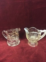 Vintage Glass Decanter  Pitcher Pair White glass overlay milk glass cherry 2 pcs - £31.31 GBP