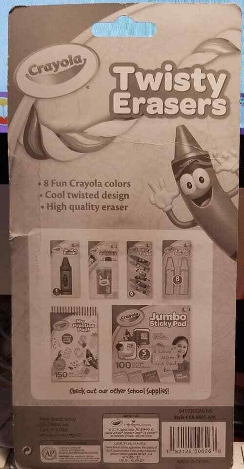 Crayola Cool Twisty Erasers Multi Color 4 Pack ((LOC BK-BD) Item image 2