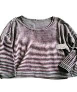 $108 Free People Soft Comfy Pullover Small 4 Oversized Striped Red Grey ... - $55.69 CAD