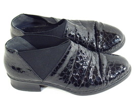 Ricker Black Reptile Print Pull on Shoe Boots Size 7 M US Excellent Condition - £10.98 GBP