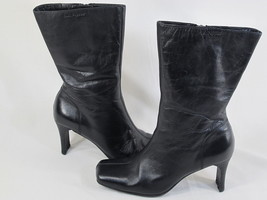 Hush Puppies Black Leather Lined Winter Fashion Boots Size 7.5 M US Excellent - £16.95 GBP