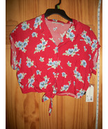 Fashion Gift Adam Levine Women Clothes Large Maroon 5 Blouse Red Flower ... - $20.70 CAD