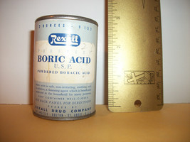 Rexall Drug Company Medicine Advertising Tin Puretest Boric Acid Home Treasure - £15.17 GBP