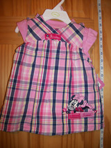 Disney Mickey Baby Clothes 6M-9M Minnie Mouse Plaid Jumper Set Creeper Outfit - £9.84 GBP