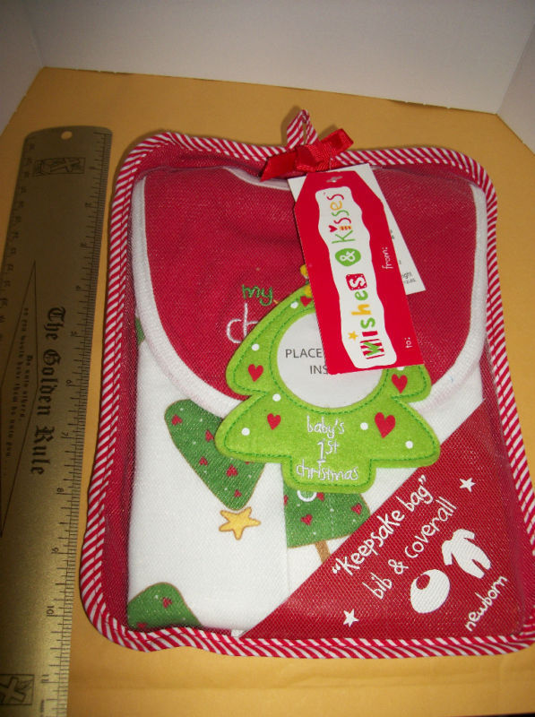 Fashion Holiday Baby Clothes Wishes Kisses Newborn Bib Christmas Tree Ornament - $18.99