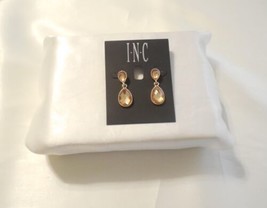 I.N.C. 1.25" Gold Topaz Colored Stone Teardrop Dangle Drop Earrings M762 - $6.90