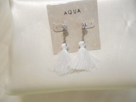 Aqua Silver Tone 2&quot; Crystal White Tassel Stud Drop Earrings Y403 $22 - $10.55