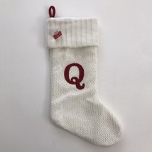 Wondershop White Knit 19&quot; Christmas Stocking Initial Monogram Q - £8.40 GBP