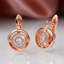 Round Studs Copper Inlaid Zircon Creative Hollow Ear Clip High Class Elegant Fre - £8.05 GBP