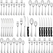 24 Pc. Silverware Set With Steak Knives Serving For 4,, Dishwasher Safe. - £35.38 GBP