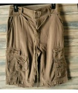 $188 ~ DA-NANG high waist tied dark Khaki Silk Blend BERMUDA CARGO Shorts-S - $130.84 CAD