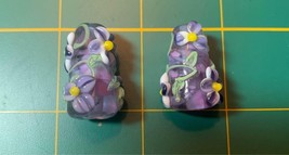 Handmade Flower Purple Glass Lampwork Beads - £8.98 GBP