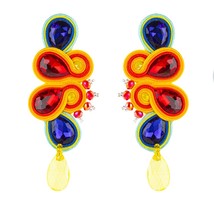 Soutache Handmade Long earrings Women Fashion Soutache Jewelry 2021 Crystal Accs - £17.76 GBP