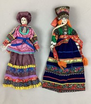 Lot Of 2 Vintage Ornate Folk Art Dolls - 16” &amp; 18” Dolls - $16.82