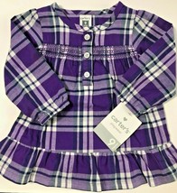 Carter&#39;s Playwear Girls Purple &amp; Black Plaid Long Sleeve Dress NWT Size: (9M) - £9.49 GBP