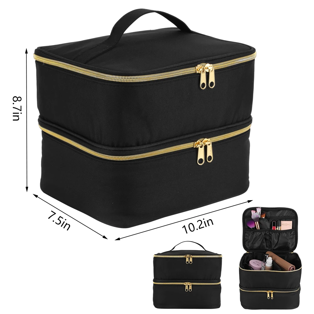 Women Cosmetic Bag Large Makeup Bag Handbaouble Layer Essential Oil Case 30 Bott - £55.30 GBP