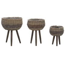vidaXL Brown Wicker Planter Set - Small, Medium, Large Sizes for Indoor Plants - €89,12 EUR