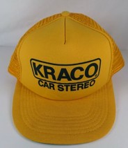 Vintage KRACO CAR STEREO Trucker Hat Snap Back Hat Yellow Baseball Cap S... - $18.99