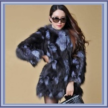 Natural 100% Silver Long Hair Genuine Fox Fur Short Trench Coat Jacket  image 2