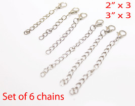 Necklace Extender Chains, Set of 6 Sterling silver Plated , 12mm lobster... - $11.87