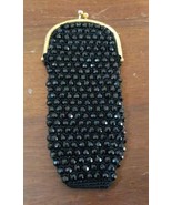 Vintage 1960s Black Beaded Gold Snap Closure Coin Purse 6.5x2.5 - $41.88