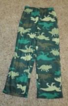 Boys Pajamas Lounge Pants Green Camo Dinosaur Climasmart Fleece-size 8/10 - £9.33 GBP