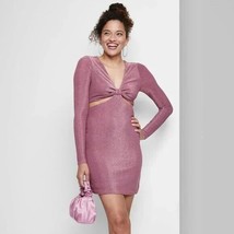 Wild Fable Women&#39;s Glitter Dress Vibrant pink Cut-Out  metallic Twist Front S XL - £7.60 GBP