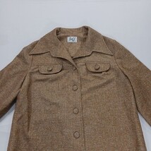 Vtg Ned J Atlanta Blouse Women's Brown Closed Front Pockets Button Up Chest 39" image 10