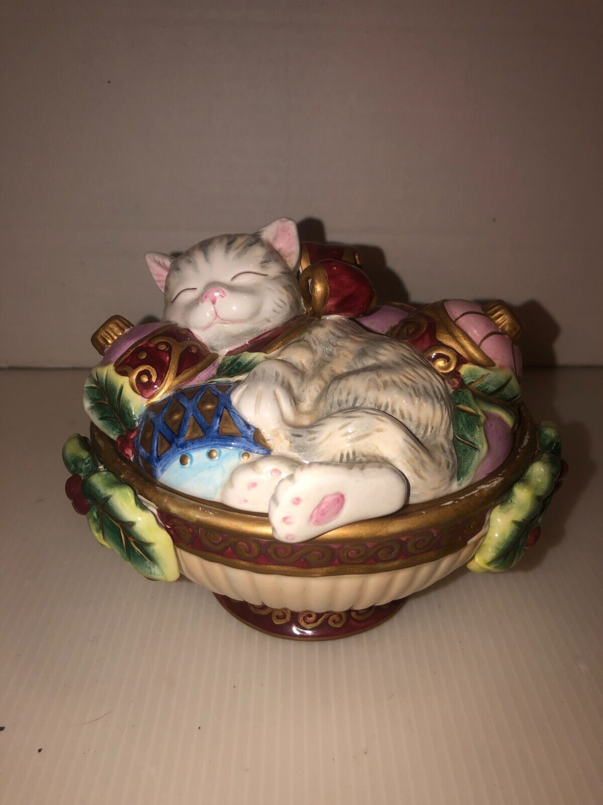 Cute Fitz and Floyd Essentials "Kristmas Kitty" Christmas Lidded Candy Dish - $16.95