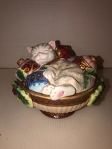 Cute Fitz and Floyd Essentials &quot;Kristmas Kitty&quot; Christmas Lidded Candy Dish - £13.54 GBP