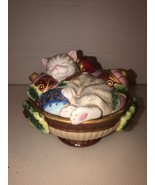 Cute Fitz and Floyd Essentials &quot;Kristmas Kitty&quot; Christmas Lidded Candy Dish - £13.32 GBP
