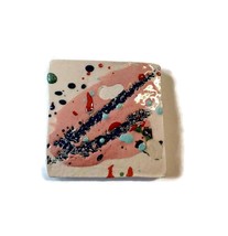 Hand Painted Pink Abstract Porcelain Brooch Pin For Women, Artisan Scarf Brooch - $43.55