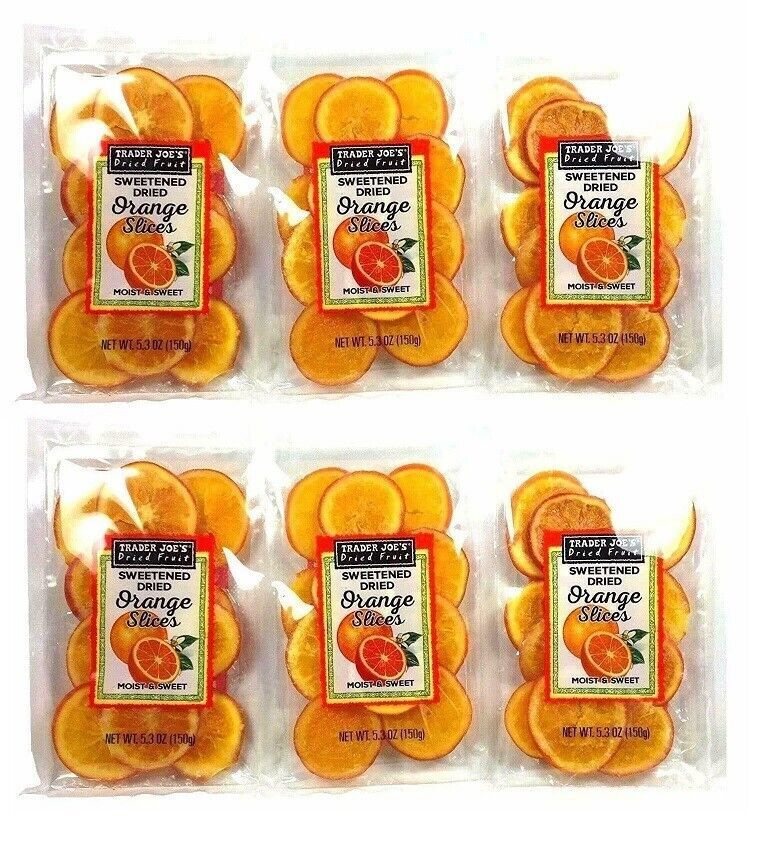 Primary image for 6x TRADER JOE'S Orange Slices Sweetened Dried Fruit Snacks 5.3 oz each 10/2024