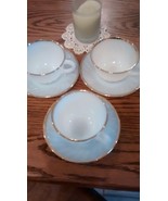 Fire King 3 CUP and 3 SAUCER Anchor Hocking  Coffee N Tea CUP Swirl Gold... - $15.75