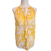 Ann Taylor Halter Top Shirt Womens Small Summer Yellow Tropical Lightwei... - £14.29 GBP