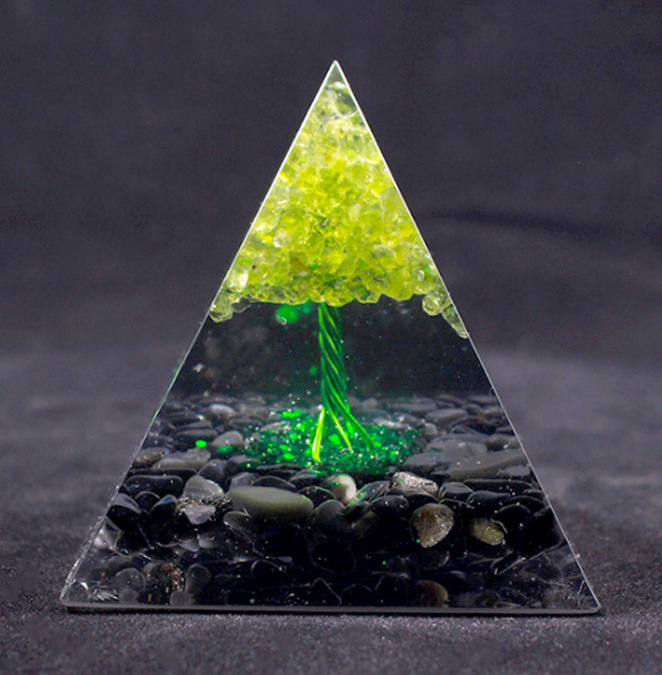 Natural Orgonite Pyramid Reiki Amethyst Energy Healing Chakra Meditation... - $11.99