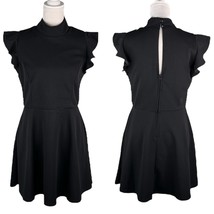 Trixxi Dress Black Large Stretch Keyhole Ruffle Sleeves New - $29.69