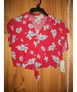 Fashion Gift Adam Levine Women Clothes Medium Maroon 5 Blouse Red Flower... - $20.70 CAD