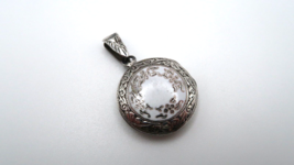 Vintage Sterling Silver Siam Enamel Ornate Scroll Work Necklace Locket Pendant - £58.38 GBP