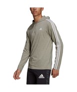 adidas Men’s 3 Stripe Pullover Long Sleeve Lightweight Tee Shirt Hoodie ... - £13.34 GBP