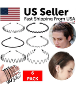 6Pcs Metal Hair Headband Wave Style Hoop Band Comb Sports Hairband Men W... - £7.15 GBP